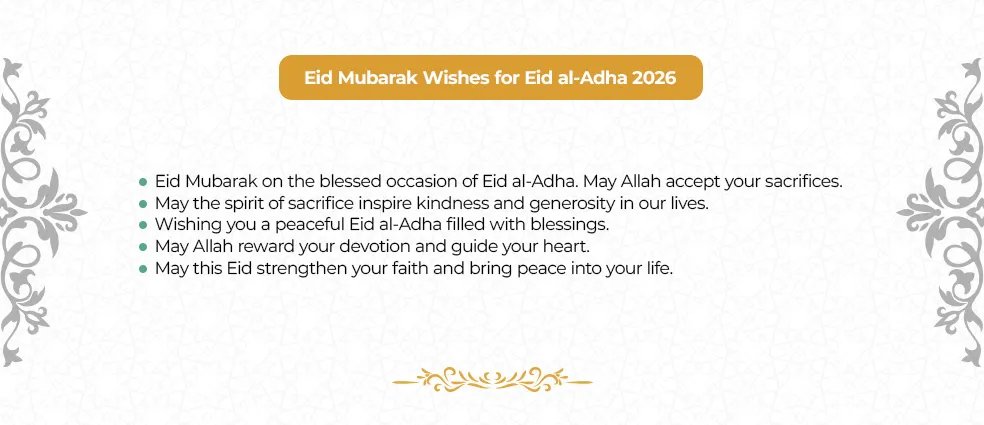 Eid Mubarak wishes for Eid al-Adha 2026, celebrating faith, sacrifice, generosity, and blessings