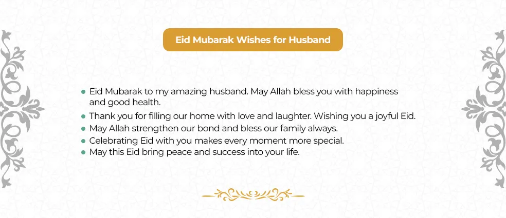 Heartfelt Eid Mubarak wishes for husband, celebrating love, happiness, and togetherness