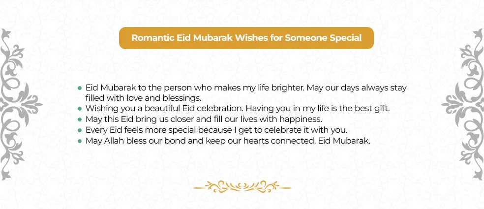 Romantic and heartfelt Eid Mubarak wishes for your loved one, celebrating love and togetherness