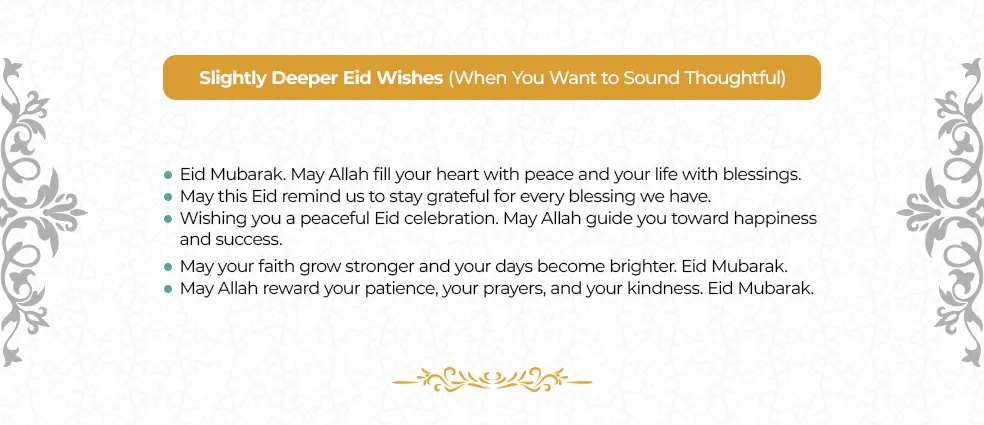 Thoughtful Eid Mubarak wishes and meaningful Eid messages with prayers and blessings