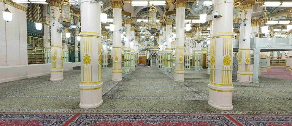 Rawdah Riyaz ul Jannah inside Masjid an-Nabawi in Madinah, known as a garden from the gardens of Paradise