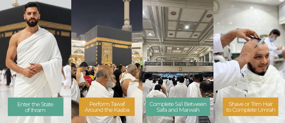 Umrah pilgrim shaving hair after completing Tawaf and Sa’i in Makkah